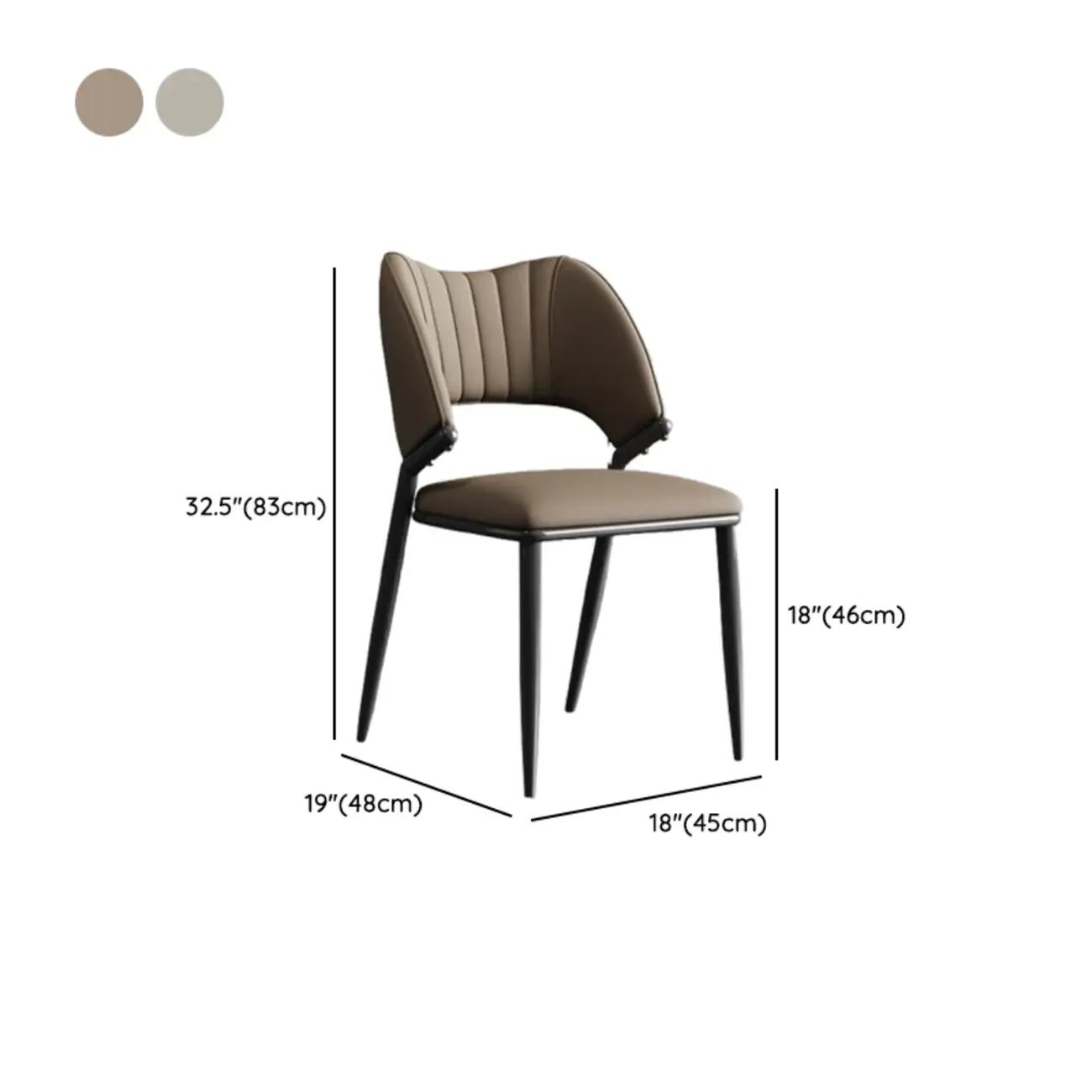 Modern Faux Leather Curved Back Armless Dining Chair