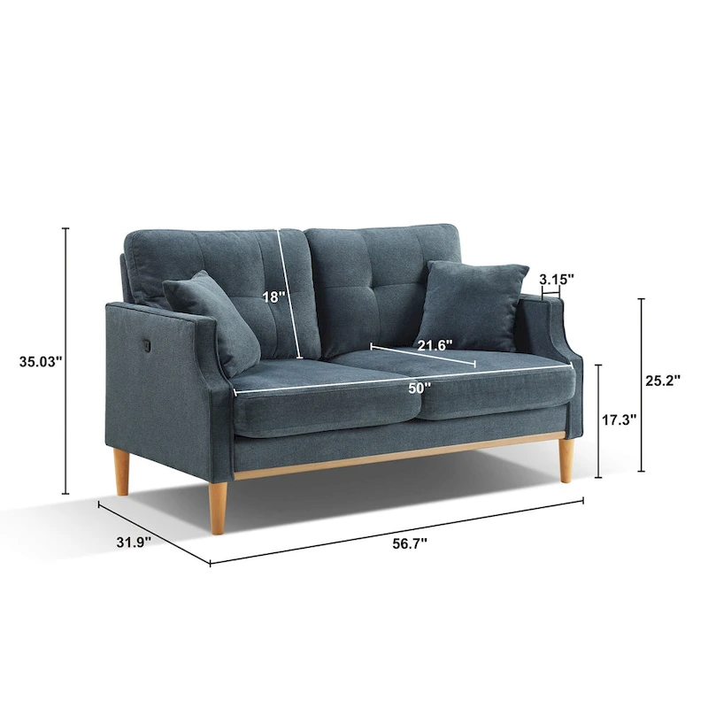 Modern Loveseat Sofa with USB Charge