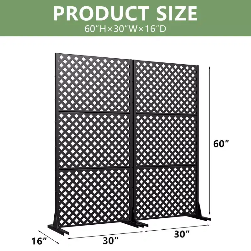 Black Steel 5-Panel Room Divider, Double-Sided, 1-Person Use