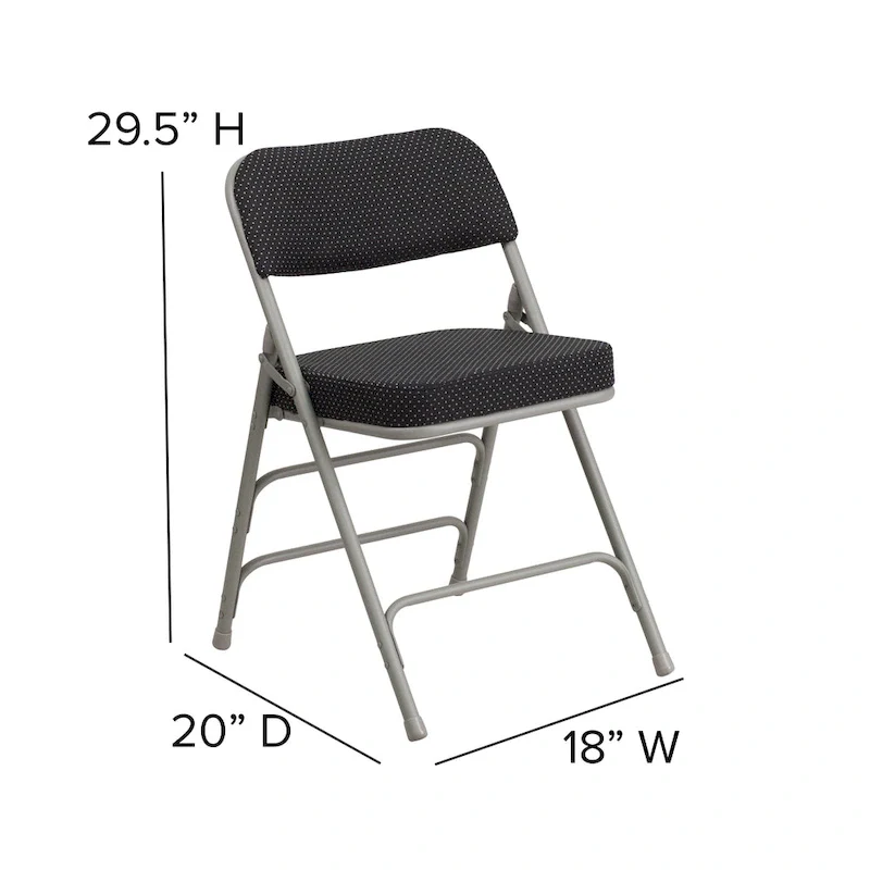 4 Pack Curved Triple Braced & Hinged Fabric Upholstered Metal Folding Chair