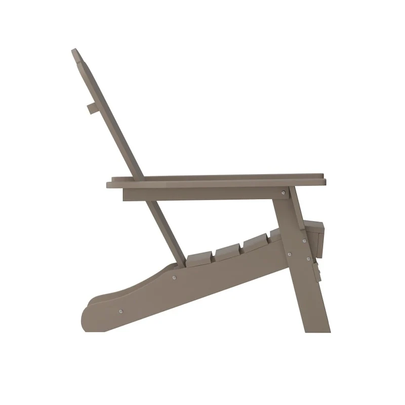 Set of 2 Commercial All-Weather Adirondack Chairs with Cupholders