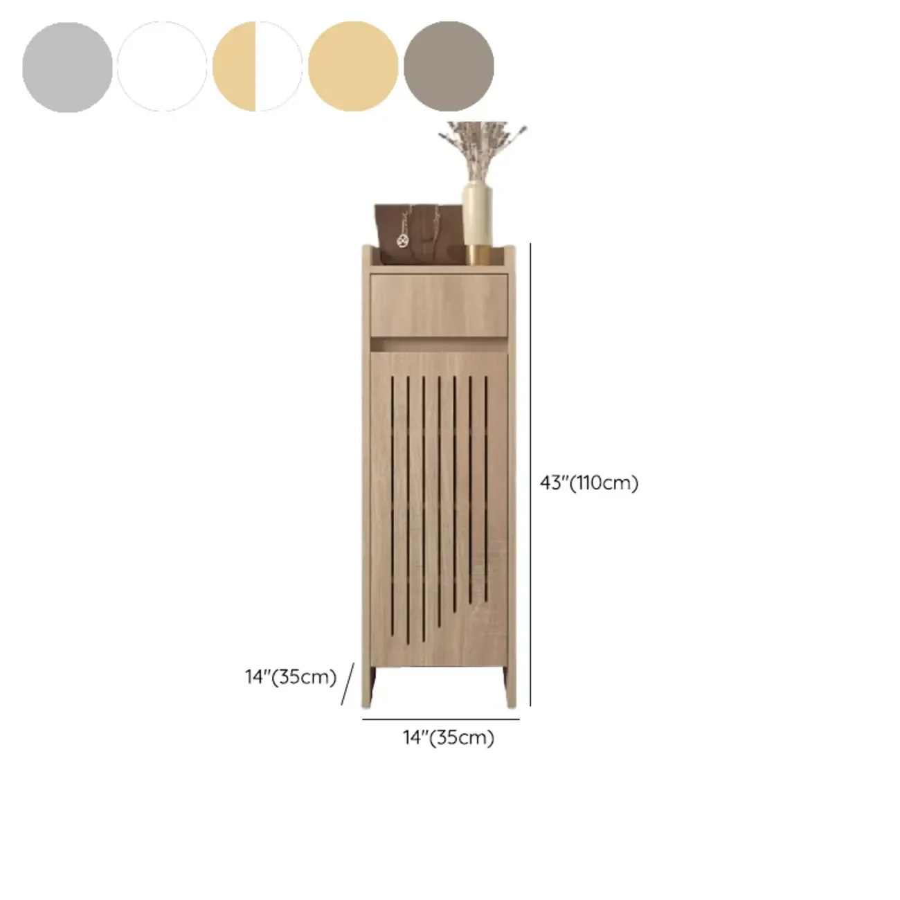 Modern Slim Wood Beige Entryway Shoe Cabinet