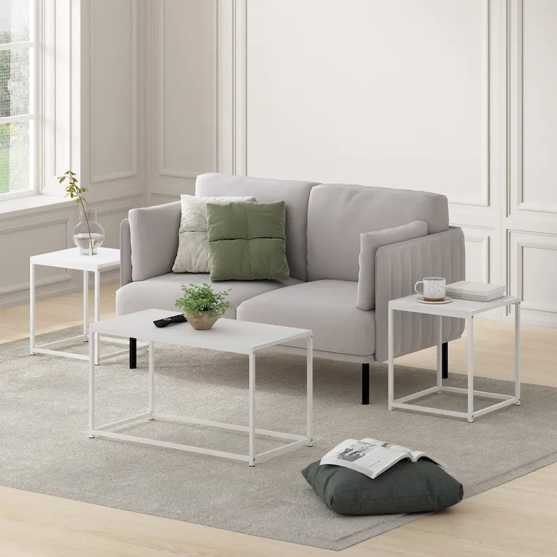 Furinno Camnus Modern Living Room Table Set with One Coffee Table and Two End Tables