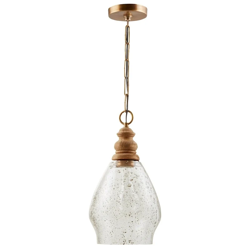 1-light Light Wood/Glass Pendant