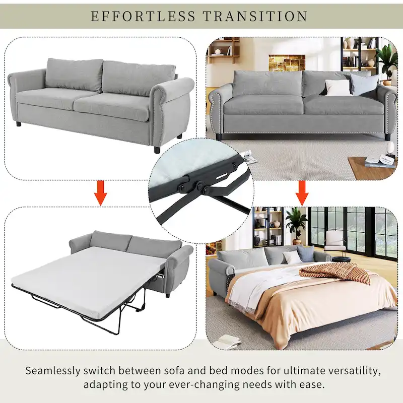 80.7 Pull-Out Sleeper Sofa Bed with Foam Mattress