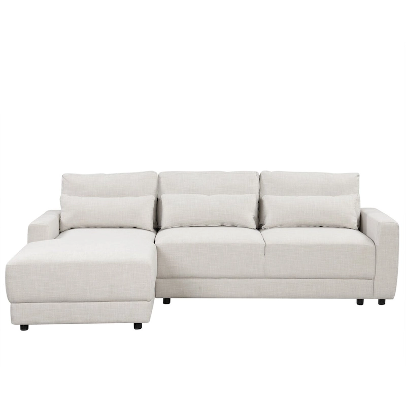 L-shaped Modular Sectional Sofa with Removable Back Cushions and 3 Pillows