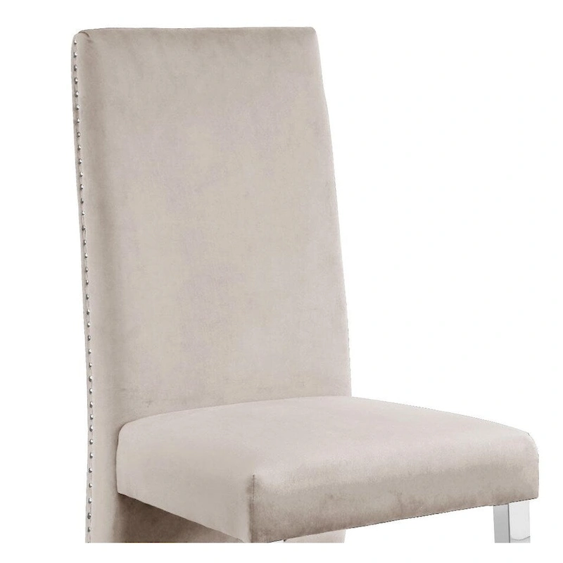 Best Quality Furniture Dining Chair includes Pleated Back, Nailhead-Trimmed, Chrome-Legged Chair (Set of 2)