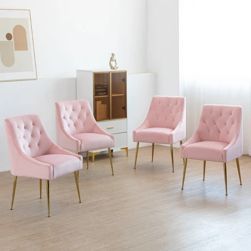 XINMICS Mid-Century Modern Velvet Dining Chair, Upholstered Parsons Chair, Set of 2