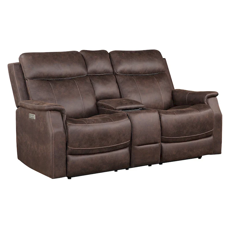 Steve Silver Faux Leather Power Reclining Console Loveseat