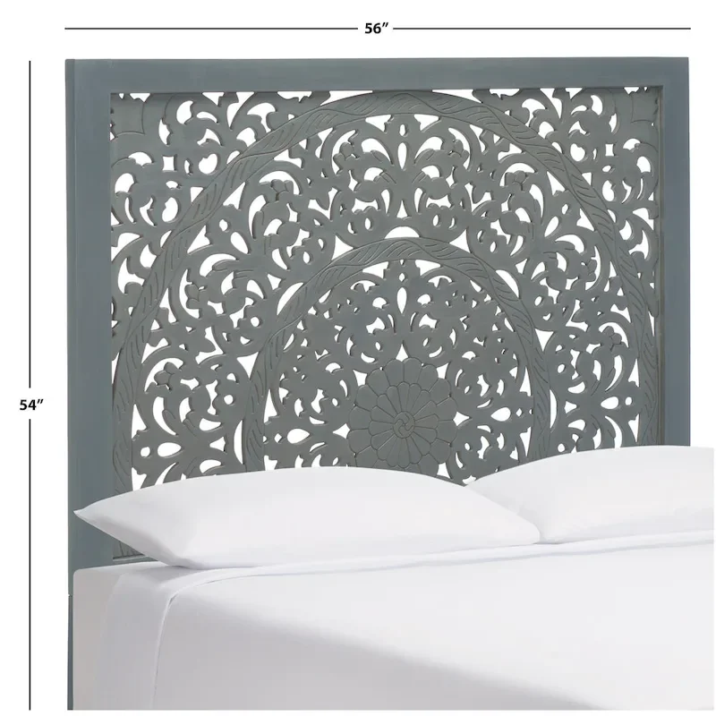 SAFAVIEH Home Remedy Grey Walnut Cut-Out Pattern Headboard