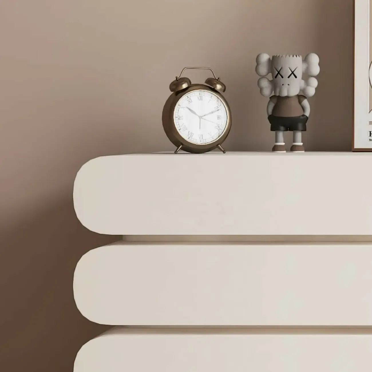 Glam White Oval Wooden Double Dresser with Soft Close Drawers