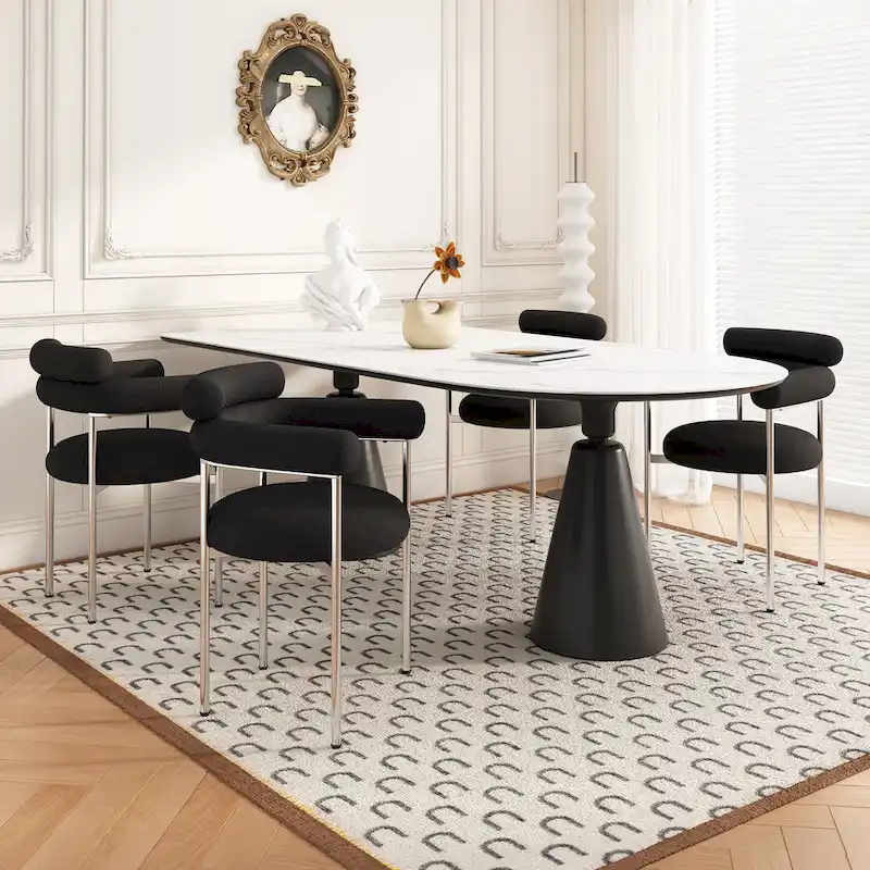 Naci Modern Fabric Arm Dining Chairs with Metal legs by Christopher Knight Home