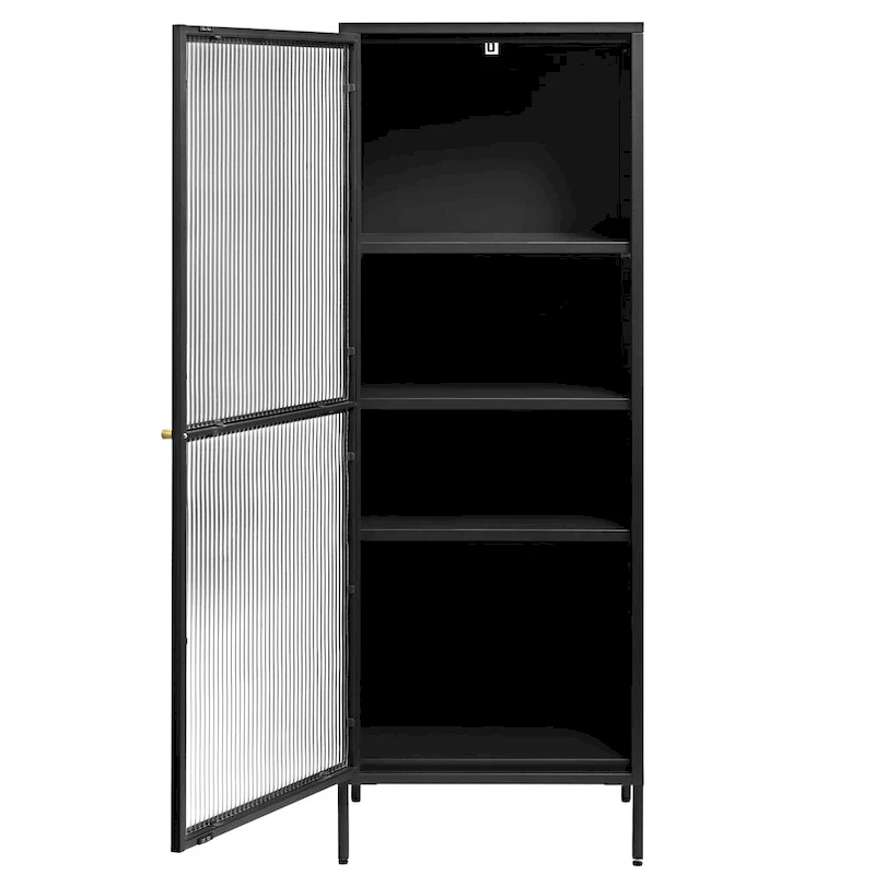Studio Brianne Modern Metal & Glass 63 Display Cabinet
