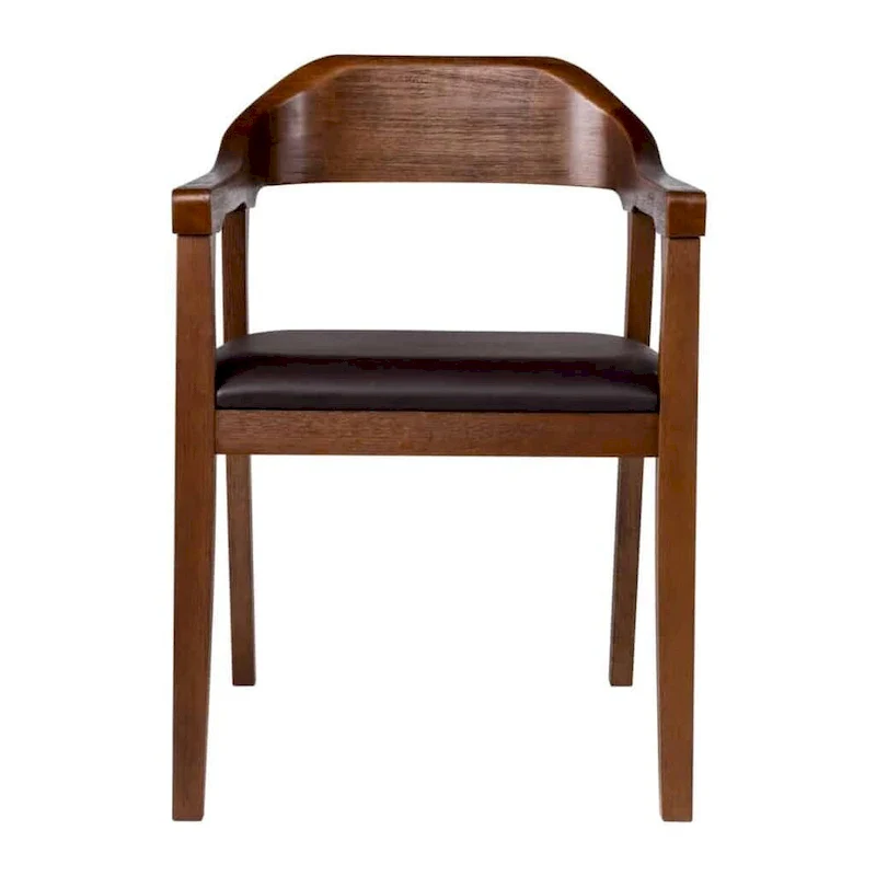 Rubberwood Dining Armchair with Faux Leather Seat