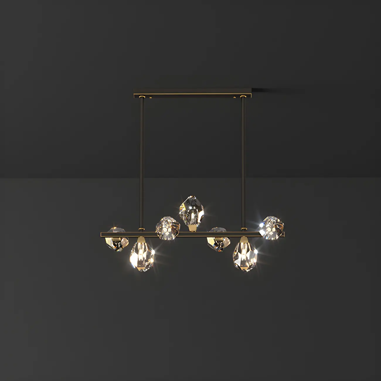 Contemporary Linear Crystal Island Pendant Light