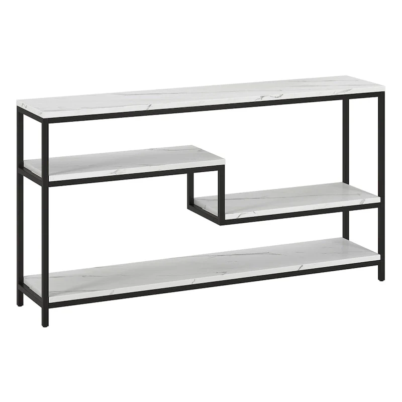 55 Wide Rectangular Console Table with Faux Marble Top