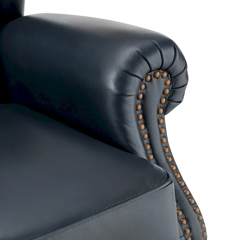 Alex Classic Wingback Leather Armchair with Nailhead Trim Set of 2 by HULALA HOME