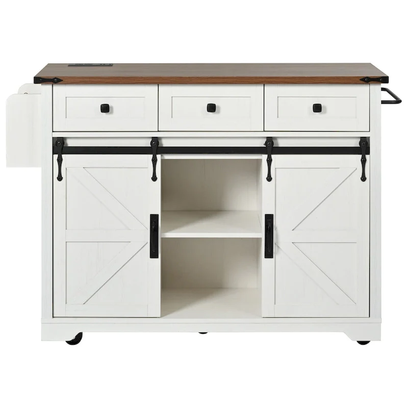 53.7 Farmhouse Kitchen Island with Power Outlet