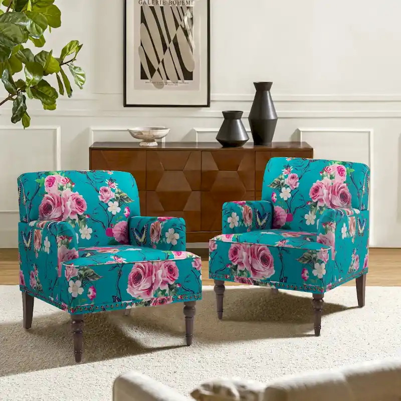 Traditional Upholstered Stripe Accent Chair Modern Armchair