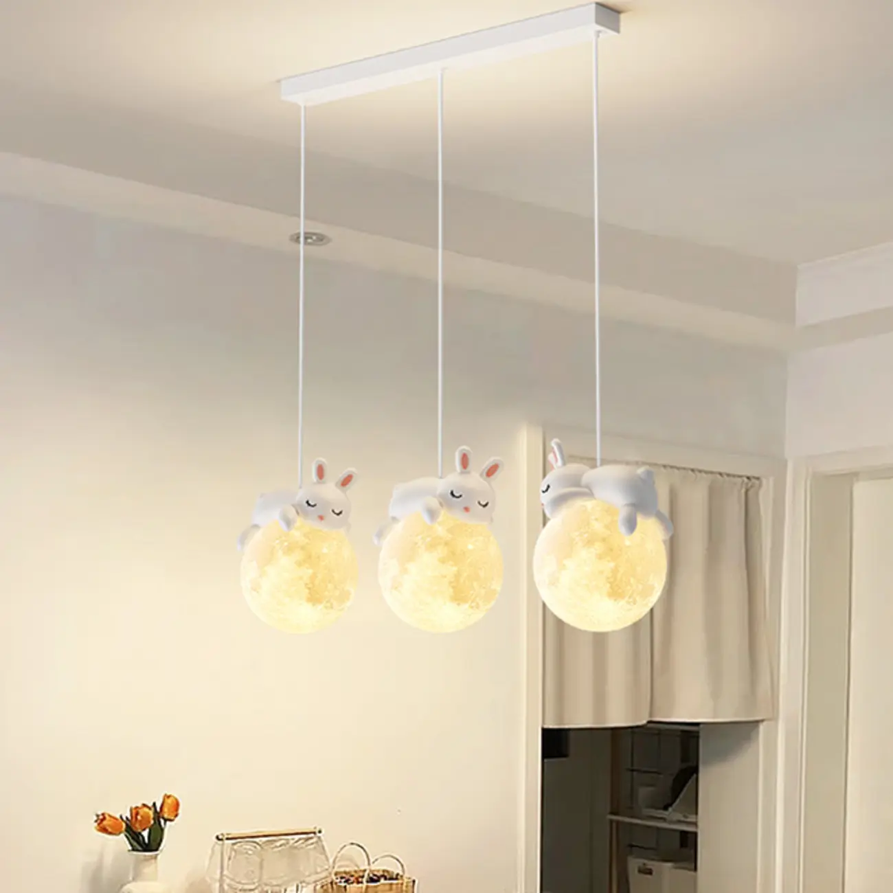 Kids Cute Bear-Moon LED Island Pendant Light