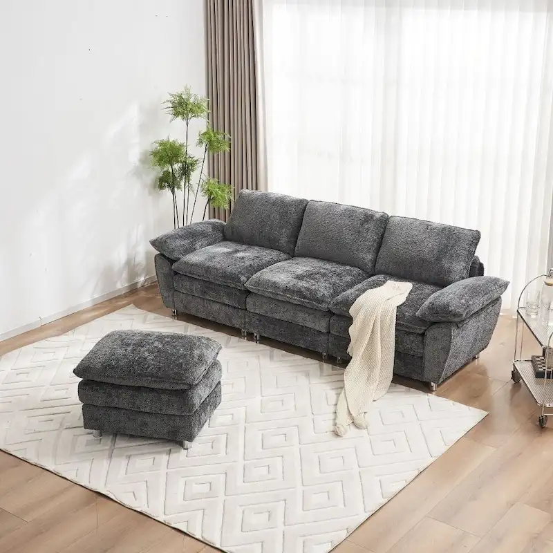 Modern Deep 3-Seat Sofa Couch