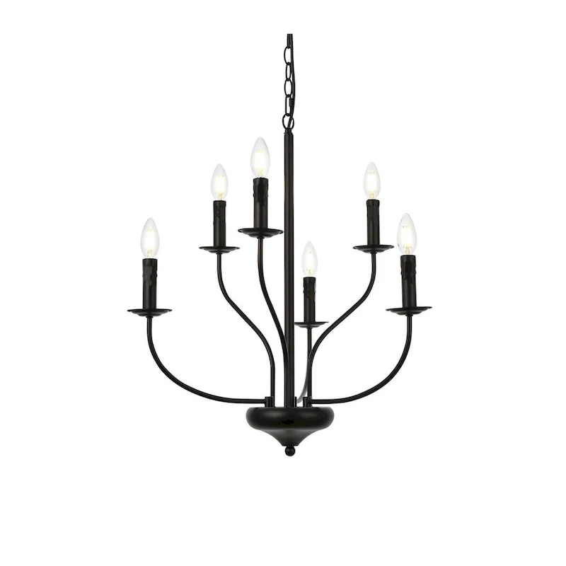 Wylda 6 Light Pendant in black - 24 Inch