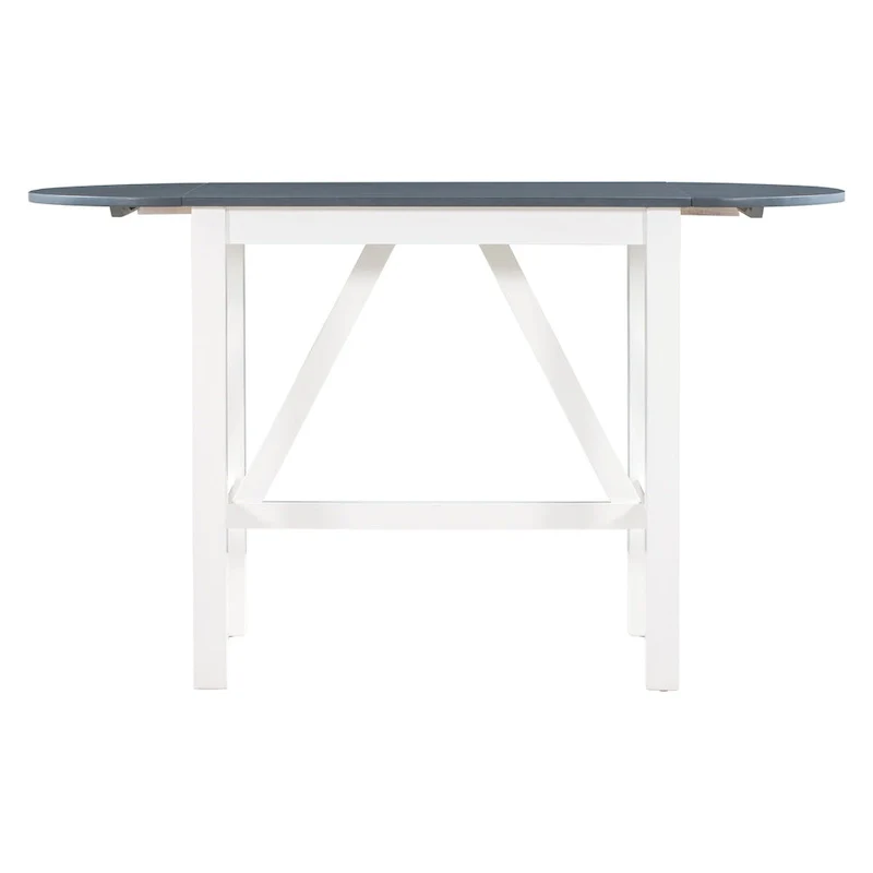 Rustic Style Wooden 3-Piece Dining Table Set with Drop Leaf and 2 Upholstered Dining Chairs