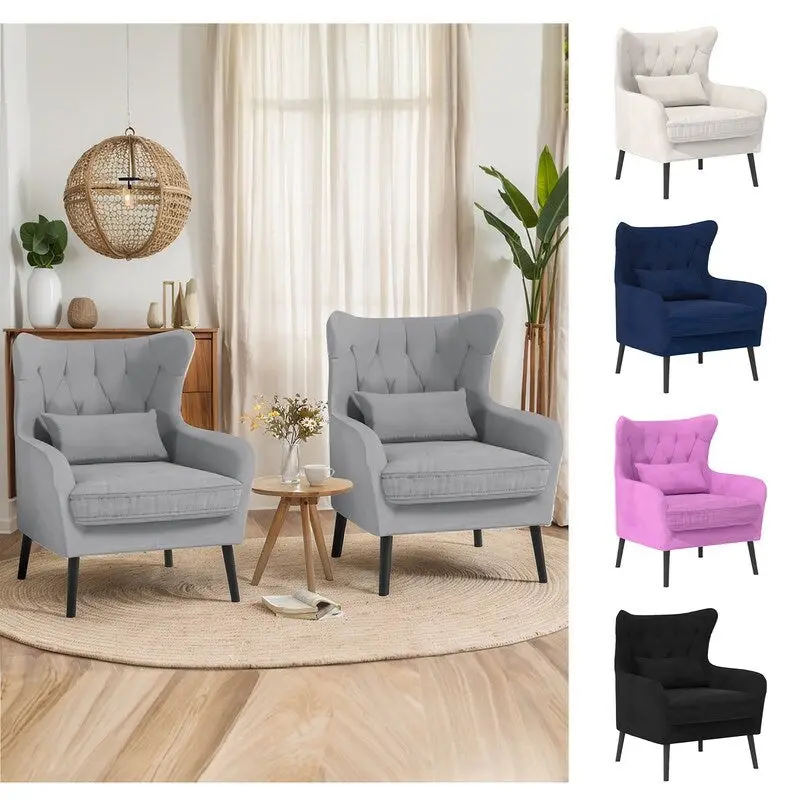 2-Piece Modern Velvet Living Room Couch Set Upholstered