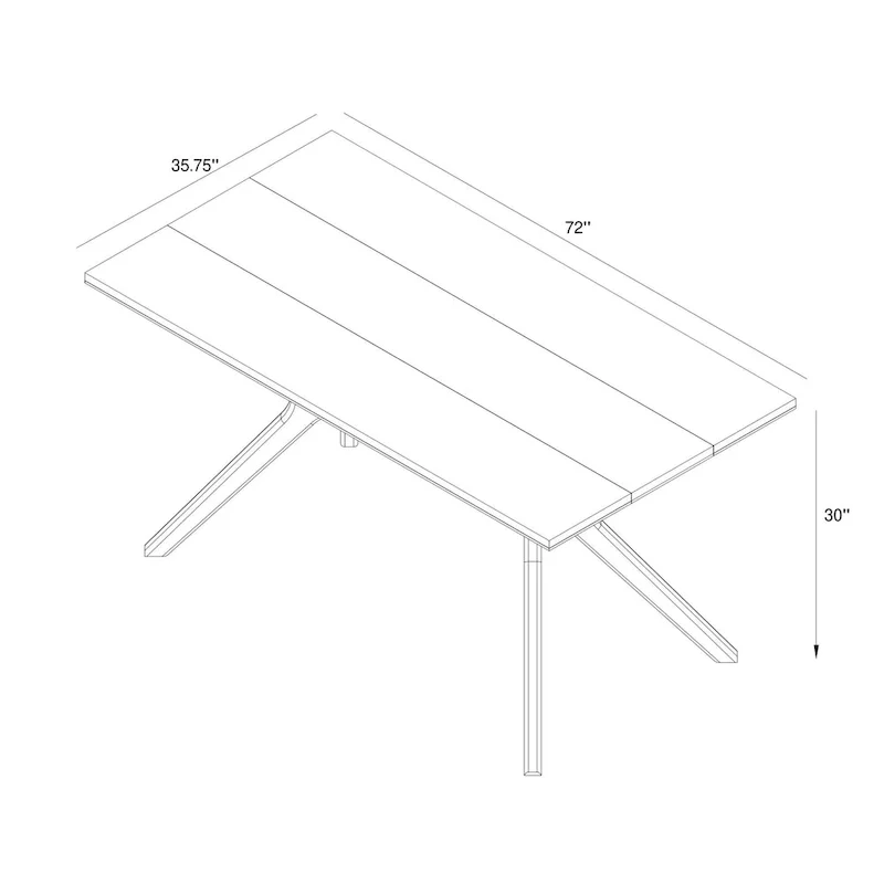Cross Leg Rectangular Dining Table 72