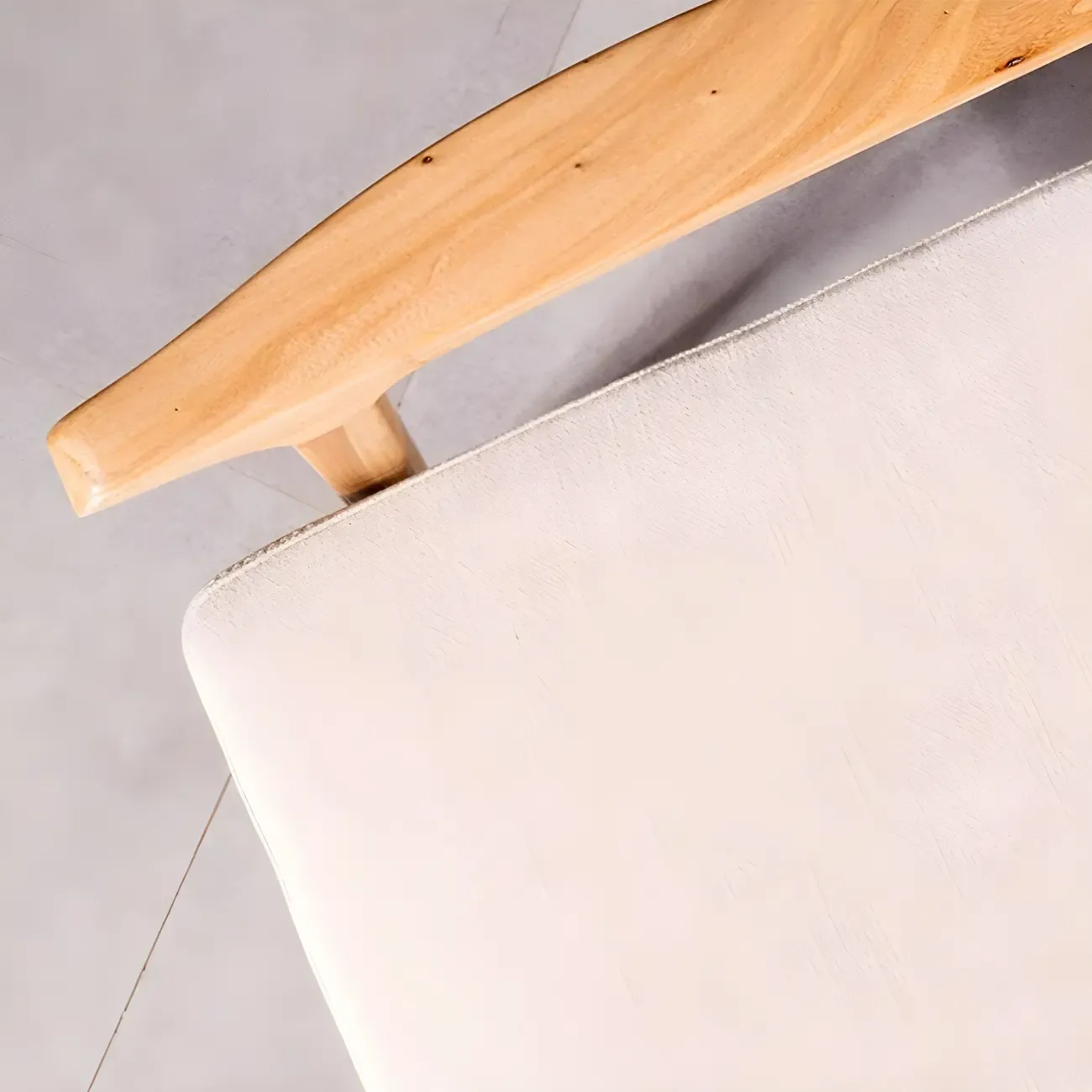 Scandinavian Faux Leather Wood Square Arm Accent Chair