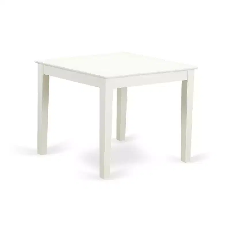 HomeStock 3-Pc Linen White Finish Square Solid Wood Top Dining Table Set