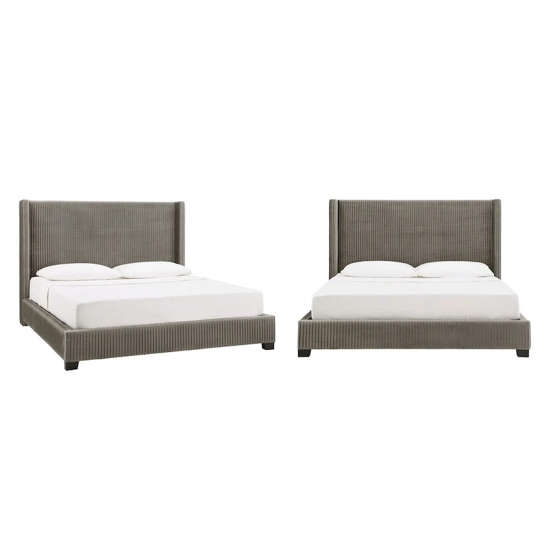 Cesky Pleated Velvet Wingback Bed