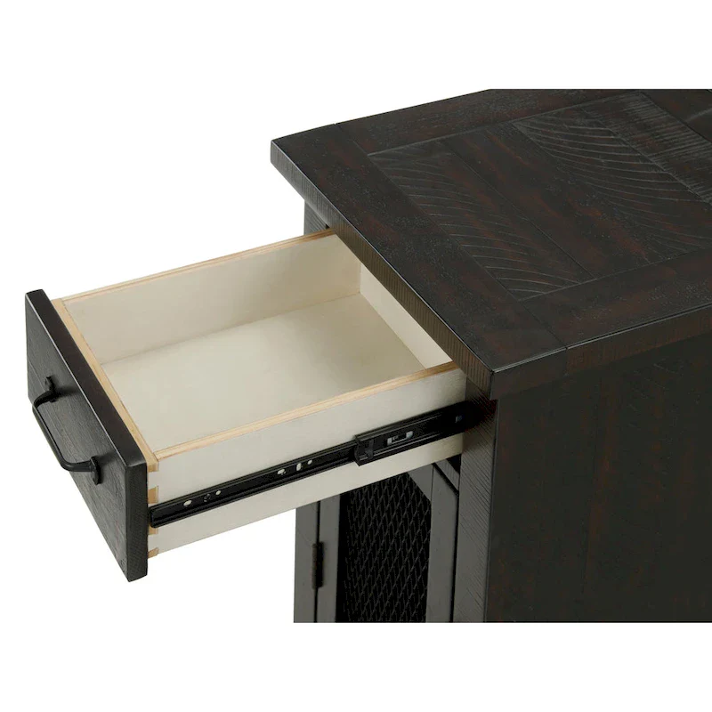 Rustic Solid Wood Chairside End Table with Hidden Charging Station