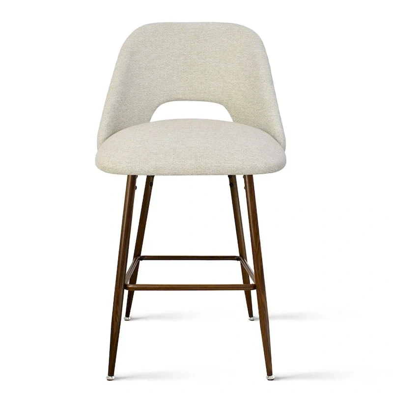 Upholstered Modern Bar Stool Walnut Leg (Set of 2)