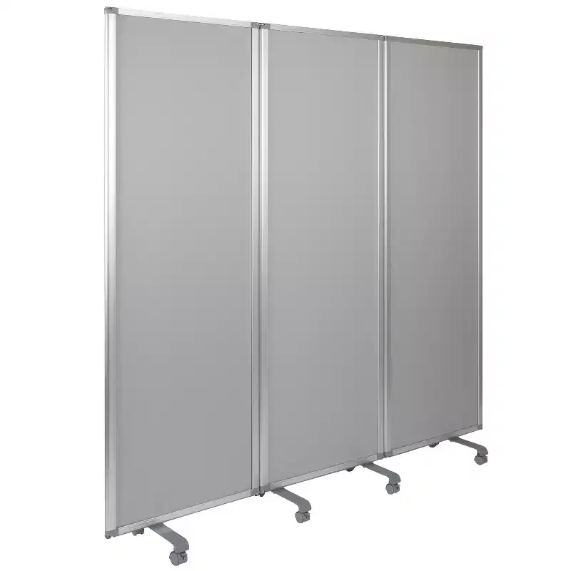 Flash Furniture Double Sided Mobile Magnetic Whiteboard/Cloth Partition with Lockable Casters, 72H x 24W (3 sections included)
