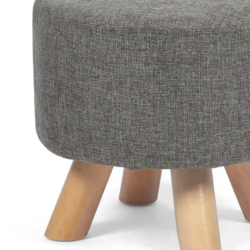 Adeco Modern Round Ottoman Home Footrest Stool/ Linen Fabric Seat Pouf