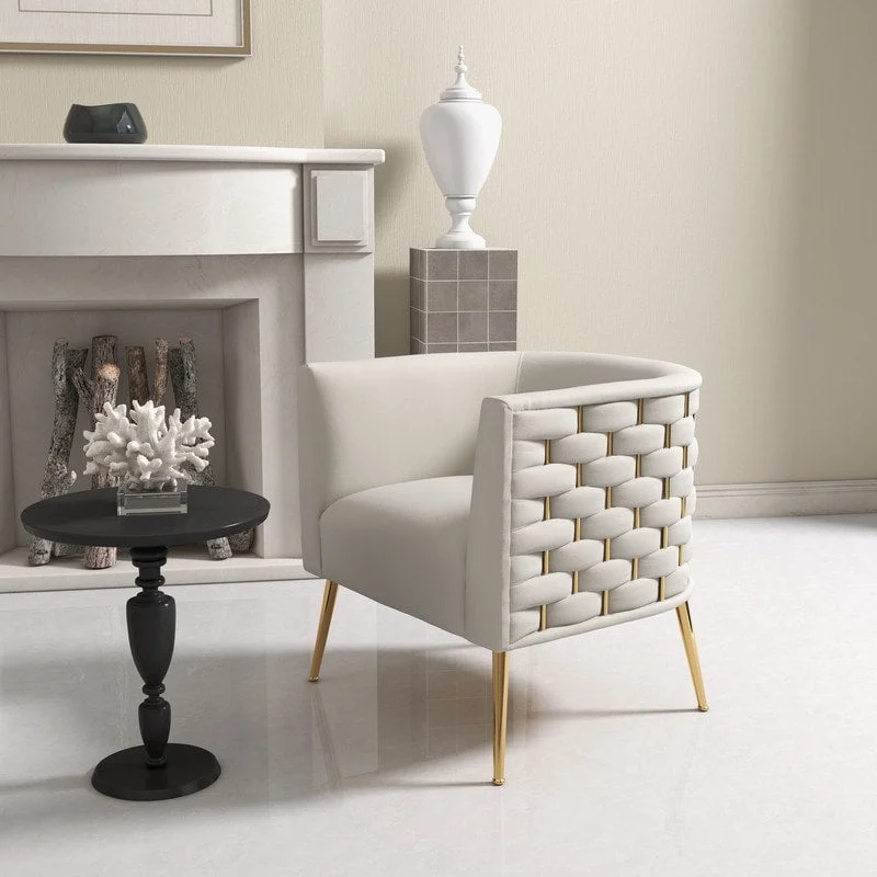 SEYNAR Mid-Century Modern Velvet Round Accent Chair for Living Room