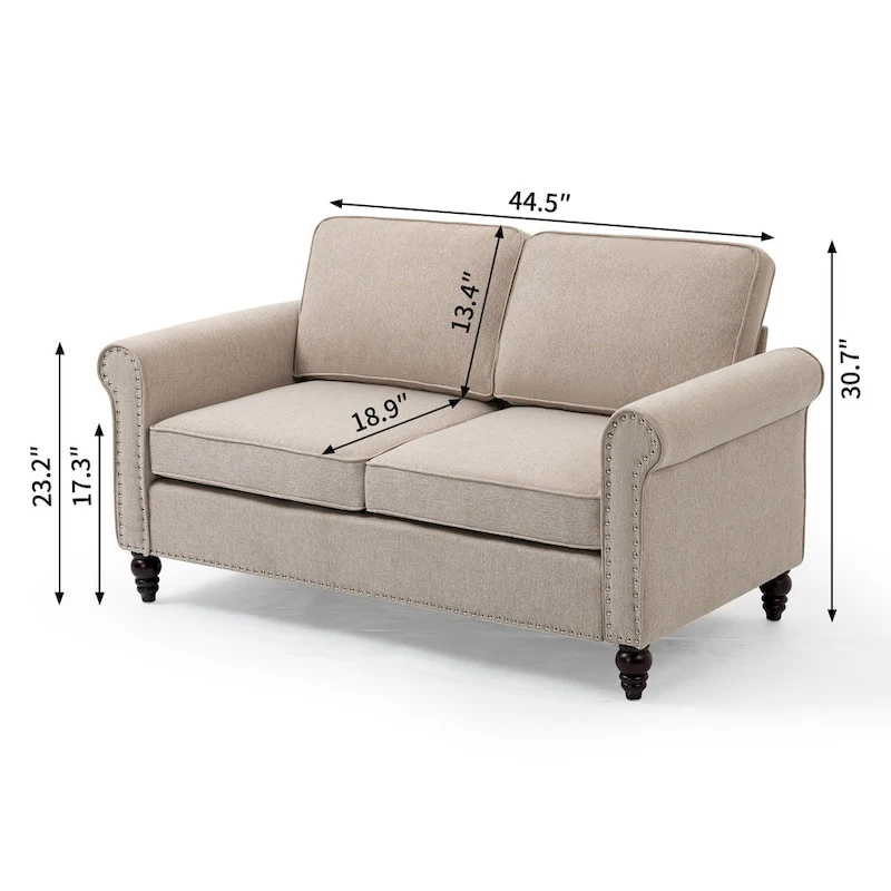 Upholstered Solid Wood Loveseat Sofa - 23.30 x 44.50 x 30.70