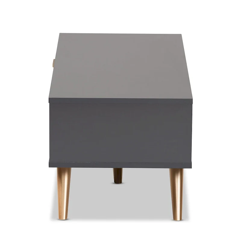 Kelson Modern Dark Grey and Gold Finished Wood Coffee Table
