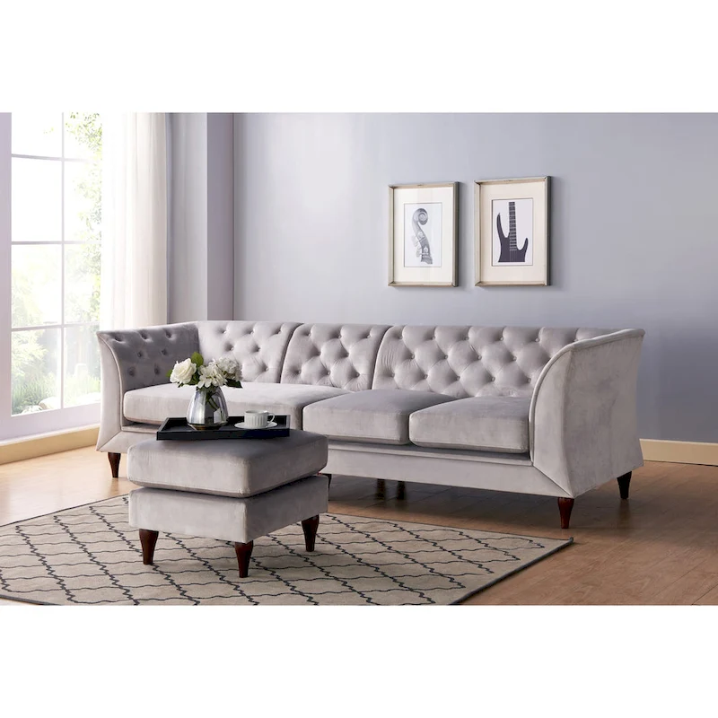 Kestrel Modern Faux Leather Modular Chesterfield Sectional by Furniture of America