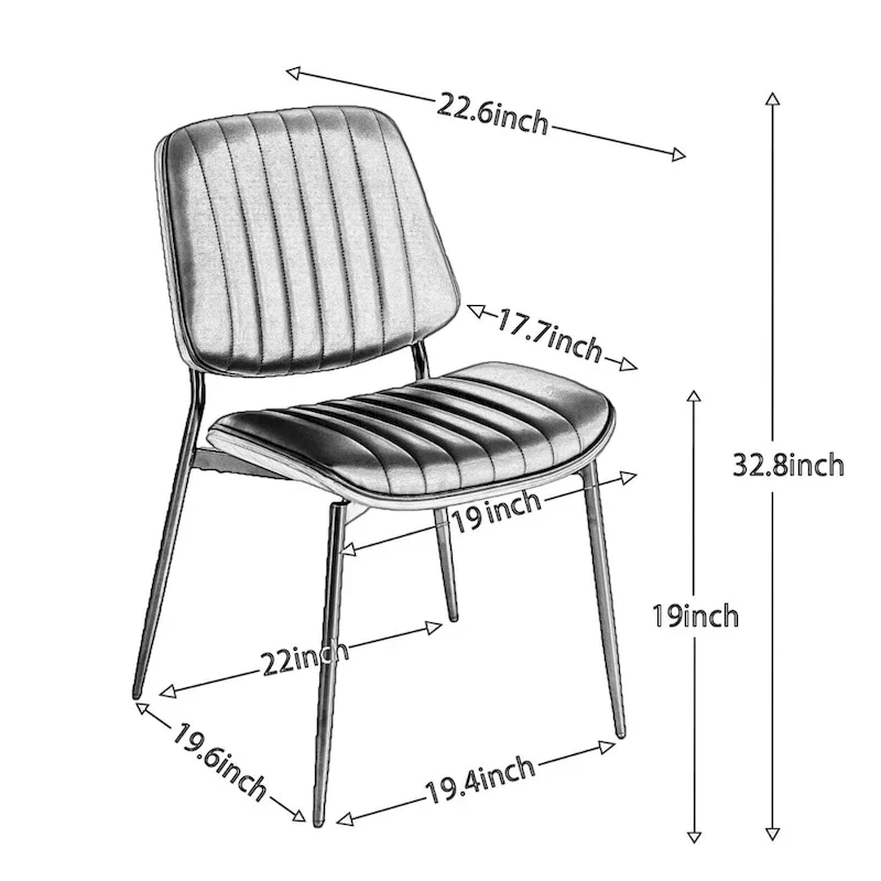 2PCS Faux Leather Chair with Metal Legs