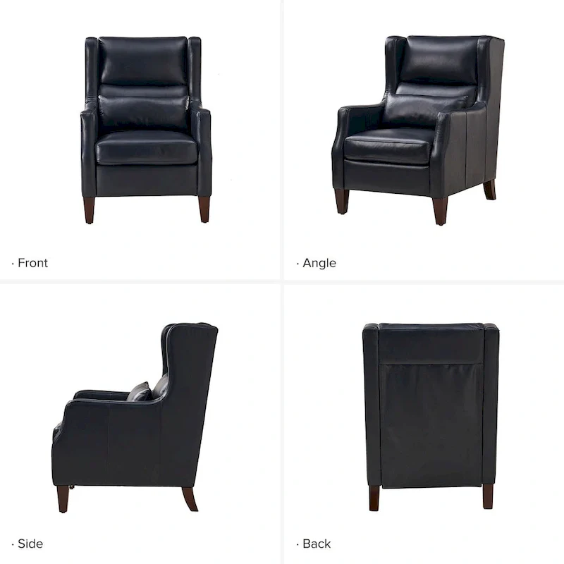 Erich Genuine Leather Wingback Armchair with Pillow by HULALA HOME
