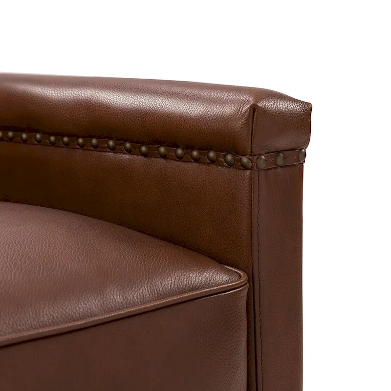 Rita Classic Genuine Leather Swivel Armchair With Nailhead Trims Set Of 2 By HULALA HOME