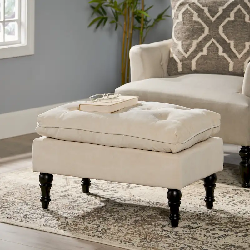 Jeremy Modern Tufted Fabric Pillow Top Ottoman by Christopher Knight Home