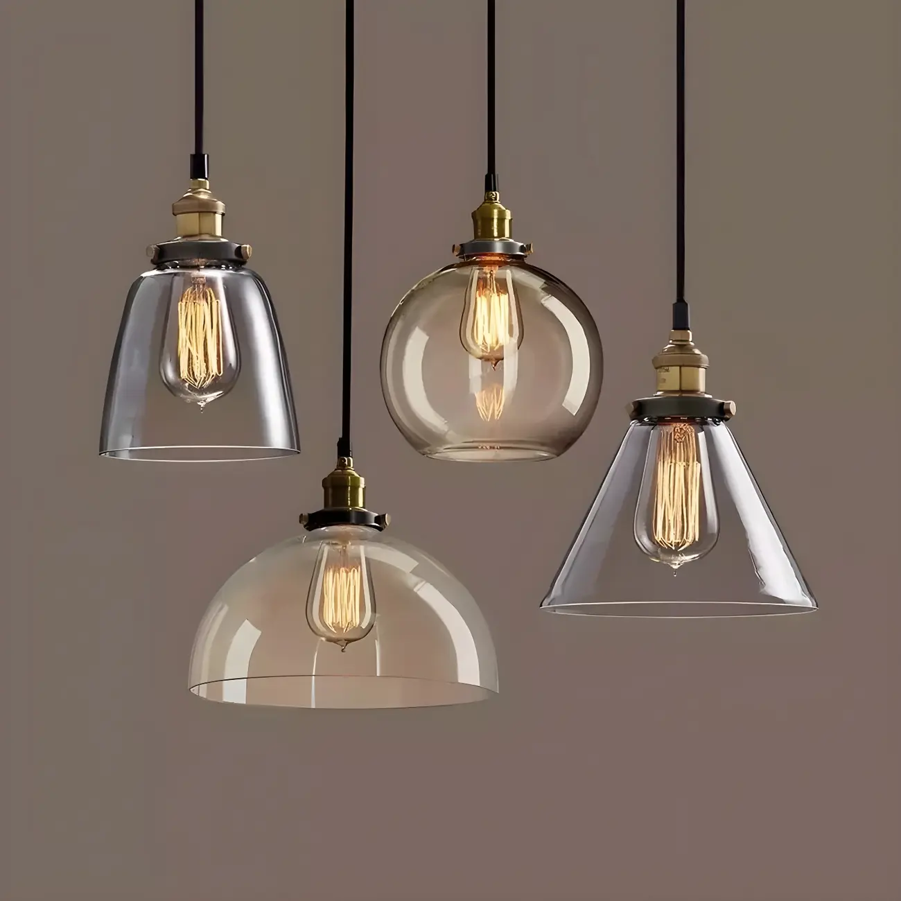 Industrial Geometric Clear Glass Lampshade Kitchen 1-light Pendant Light