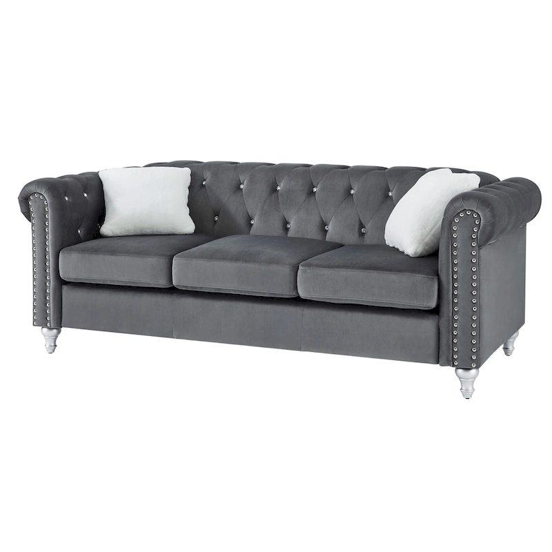 Raisa Microsuede Velvet Tufted Sofa