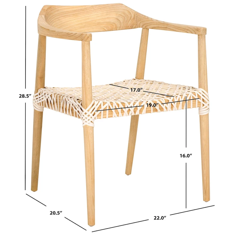 Munro Wanda Woven Leather & Solid Wood Accent Chair (Fully Assembled) - 22  W x 20.5  L x 28.5  H - 22Wx21Dx29H