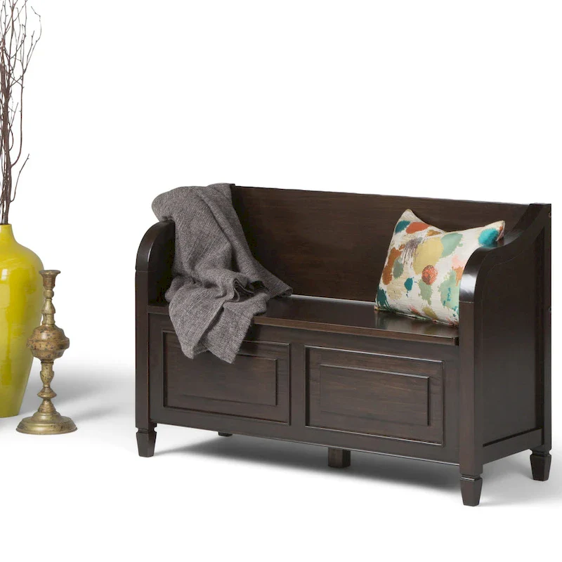WYNDENHALL Hampshire SOLID WOOD 42 inch Wide Traditional Entryway Storage Bench - 42 W x 18 D x 29.5 H