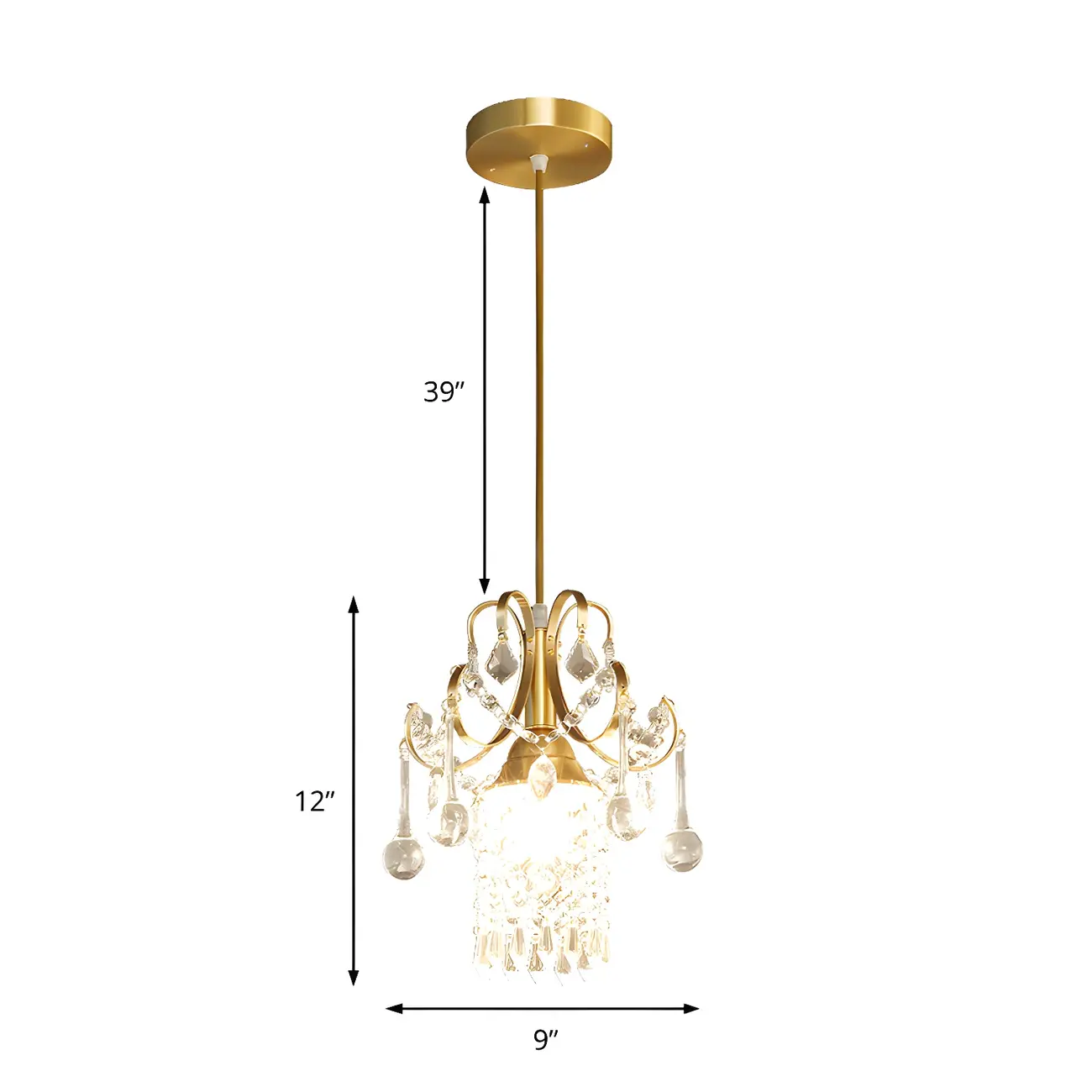 Luxury Gold Crystal Accent Pendant Light
