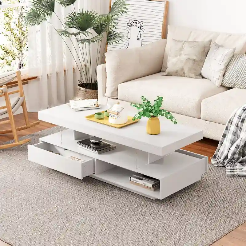 Coffee Table with 2 Drawers and Display Shelves